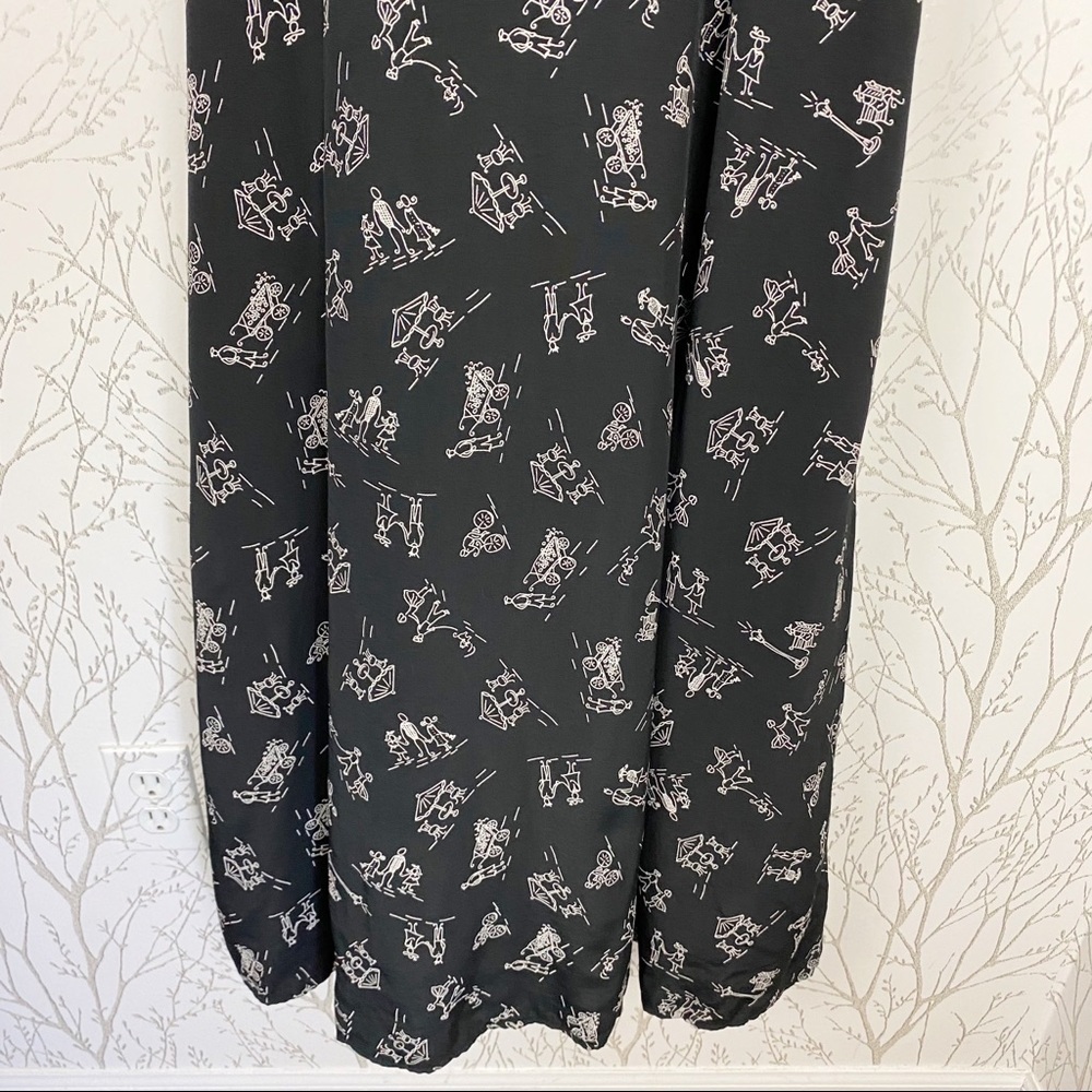 COLDWATER CREEK Novelty People Print Sleeveless Black Maxi Dress Medium Rayon - Picture 4 of 11